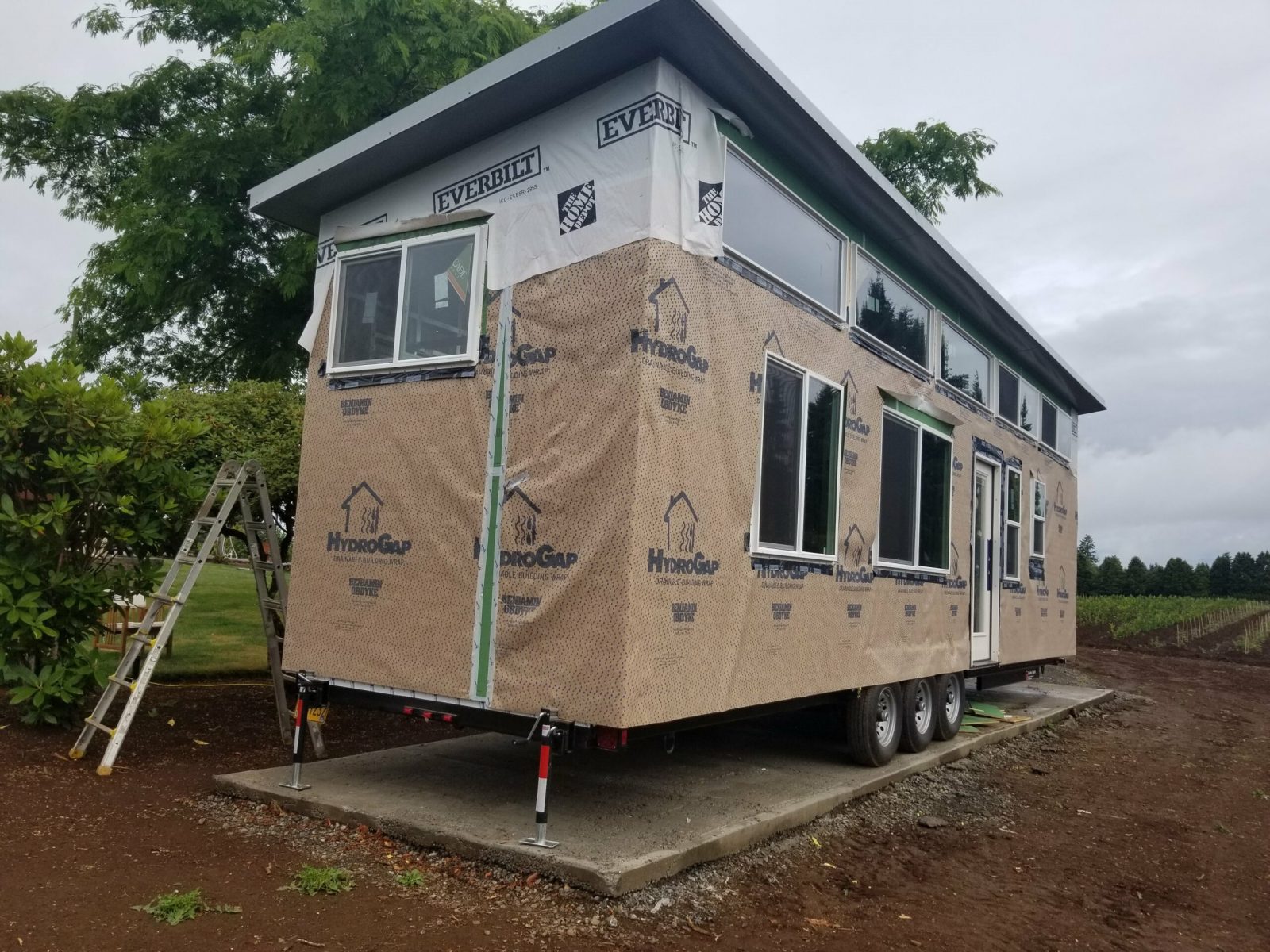 Wrap on east and south sides of the tiny house